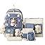 LUWHDS Nylon Kawaii Backpack 5Pcs Set Aesthetic School Bags 17In Cute ...
