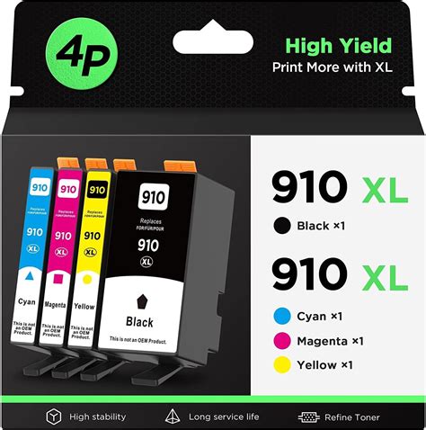 910 XL Ink Cartridges Color Combo Pack (4-Pack) Replacement for HP ...