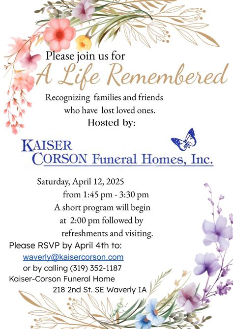 Kaiser Corson Funeral Homes | Waverly, Shell Rock, Denver...