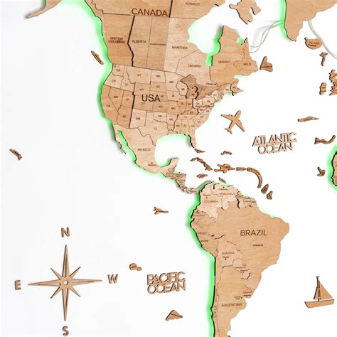 Enjoy The Wood 3D World Map Framed Wall Art Set - Oak Wood Wall India ...