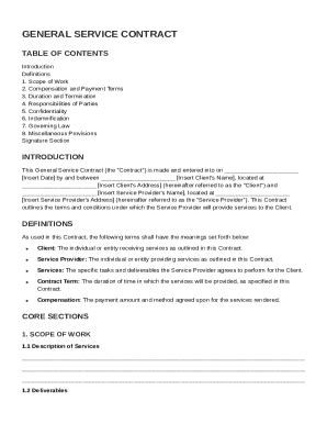 General For Service Contract Template - Fill and Sign Printable ...