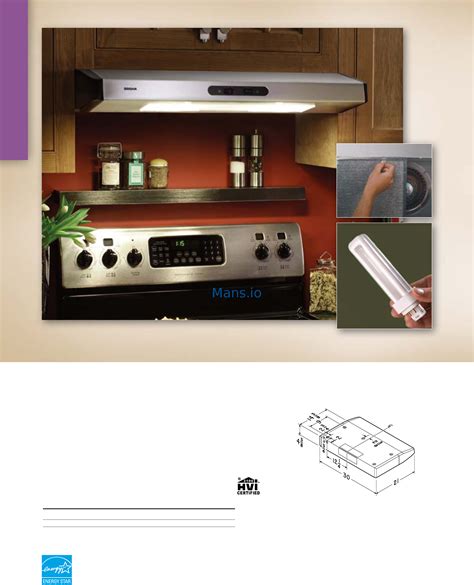 Broan 422401D [38/56] Qde energy efficient range hood