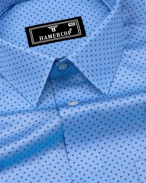 Leston SkyBlue With NavyBlue Printed Formal Cotton Shirt – Hamercop