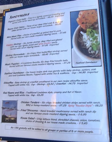 Menu at The Blind Tiger pub & bar, Shreveport