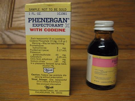 Vintage Codeine Phenergan Expectorant With Codeine 1 oz Glass Bottle | #1797088504