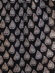 Black White Blue Hand Block Printed Cotton Midi Dress With Peasant Sle ...