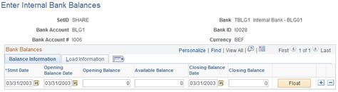 Updating Internal Bank Balances