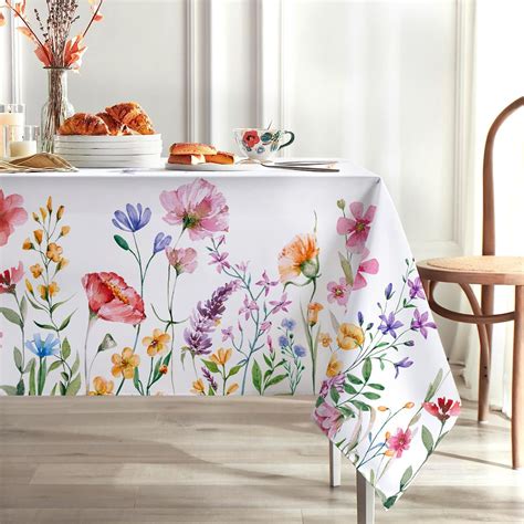 Amazon.com: Yersion Flowers Tablecloth Waterproof Spring Summer ...