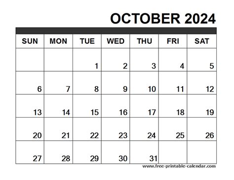 Printable October 2025 Calendar Pdf