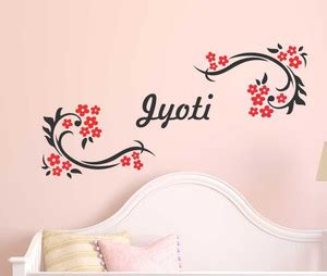 Aquire 60 cm Jyoti Personalized Name Floral Wall Stickers Self Adhesive ...