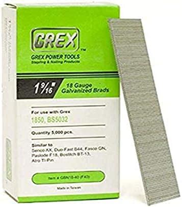 GREX GBN18-40 18 Gauge 1-9/16-Inch Length Galvanized Brad Nails (5,000 ...