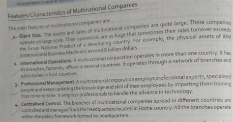 four features of multinational company for 4 marks - Brainly.in
