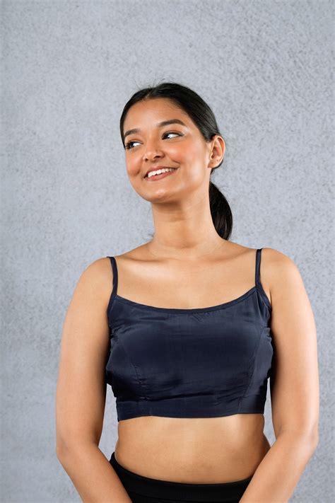 Navy Blue Crepe Blouse – Dri By Himadri