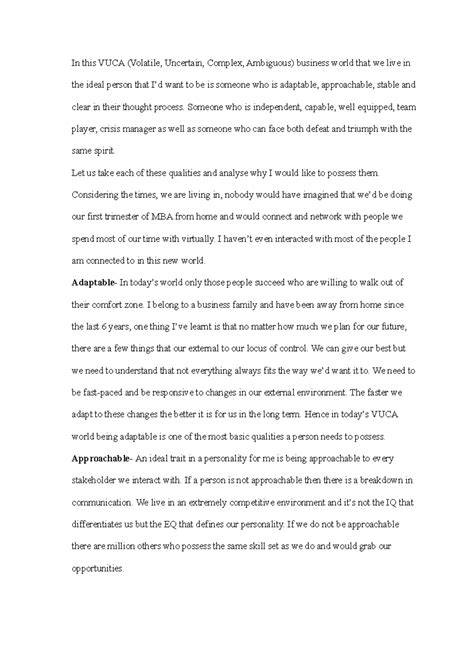 Ideal Self - Managing Self and Teams - Report Thirty Three - In this ...