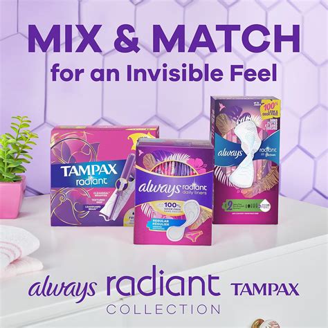 Tampax Radiant Tampons Super Absorbency con aplicador de plástico sin ...