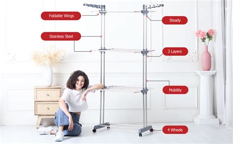 LiMETRO STEEL Stainless Steel Double Pole Cloth Drying Stand