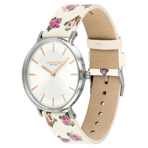 Buy Online Coach Quartz Analog White Dial Leather Strap Watch for Women ...