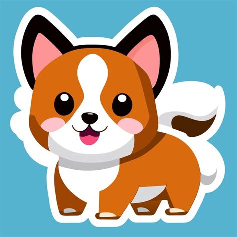 Niedlicher Shiba-Inu-Hund, handgezeichnet, Cartoon-Aufkleber-Symbol ...