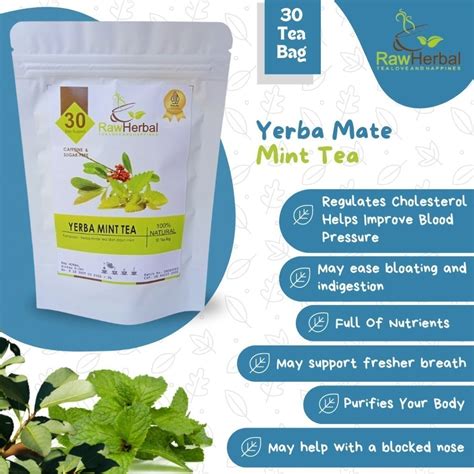 Teh Yerba mint tempatan: yerba mate tea & mint leaf tea-30 tea bag ...