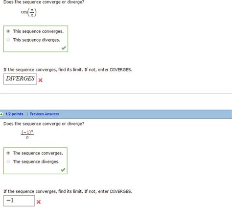 (Get Answer) - Does The Sequence Converge Or Diverge? Cos(Pi/N) If The ...