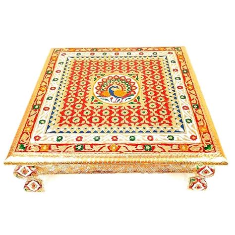 APKAMART Minakari Pooja Chowki | Puja Bajot | Wooden Pooja Chowki - 18 ...