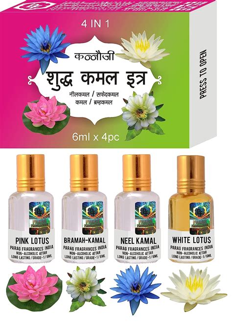 Parag Fragrances Natural and Premium Attar Gift Pack (Lotus 4 in 1 ...