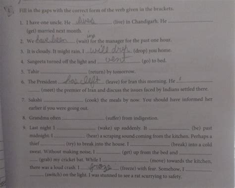 Fill in the gaps with the correct form of the verb given in the ...