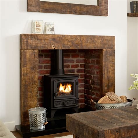OAK FIRE SURROUND grosvenor SOLID FRENCH RUSTIC BEAM | Rustic fireplace ...