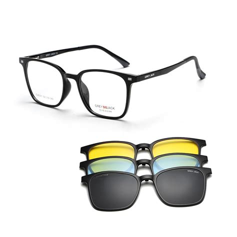 GREY JACK Clip On Glasses 3PCS Magnetic Lens for Myopia Men Women 6201 ...