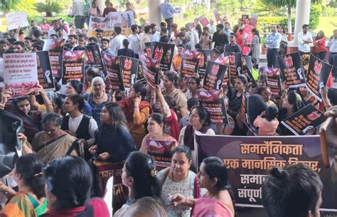 Indore: Women protest against same-sex marriage