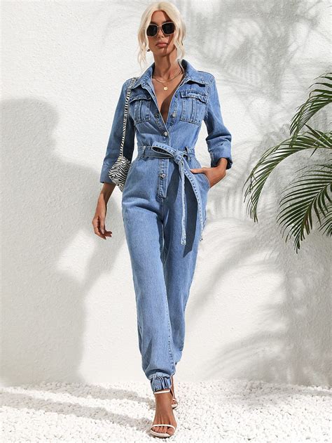 Casual Office Denim Jumpsuit | Uniqistic.com | Denim jumpsuit, Womens ...