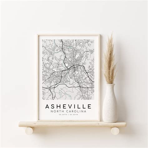 ASHEVILLE City Map, North Carolina NC Map Print, Map Poster, Minimalist ...