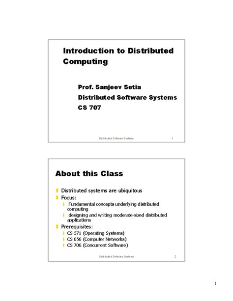 Lec1 - Introduction to Distributed Computing - Distributed Software ...