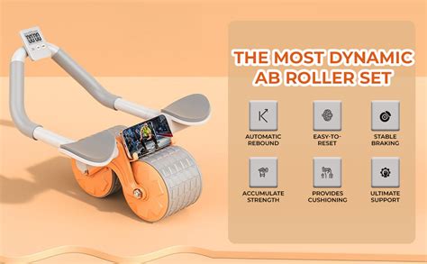 Optifit® Ab Roller Set with Handle and Silent Knee Pad Mat for Exercise ...