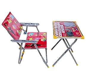 STARVIN Printed Foldable Kids Study Table with Chair Set ABCD, 1234,क ख ...