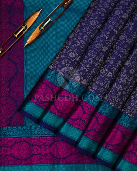 Navy and Anandha Blue Kanjivaram Silk Saree - DJ193 – Pashudh Sarees