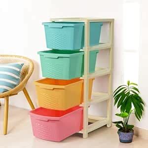 Heart Home 4-Layer & 73 Ltr Plastic Drawer Storage Organiser | Modular ...