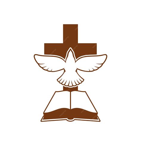 Christian church symbol with bible cross and dove | Premium Vector