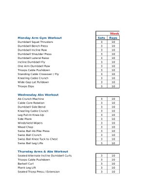 9+ Free Editable Workout Schedule Templates in MS Word [DOC] | pdfFiller