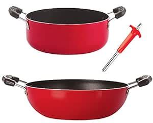 Buy Nirlon Aluminium Cookware Set, 3-Pieces, Red and Black, 2.6mm_KD12 ...