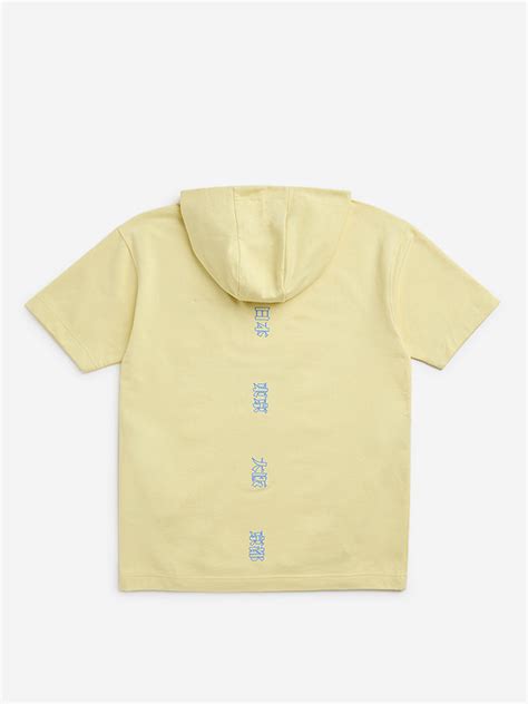 Buy Y&F Kids Boys Yellow Text Printed Cotton Hoodie from Westside