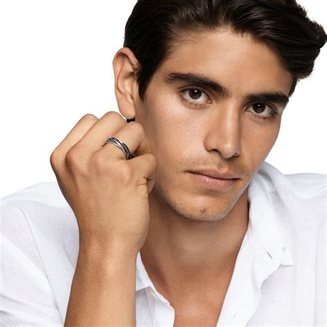 David Yurman DY Helios™ Band Ring in Sterling Silver with Black ...