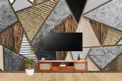 Geometric Wooden And Marble Triangle Wallpaper – SP FloorTech