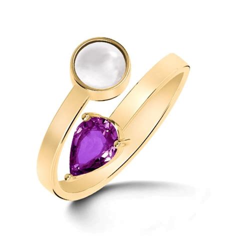 Buy CaratLane 18k Yellow Gold You and I Amethyst Ring at Amazon.in