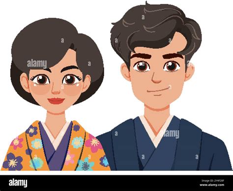 A couple in traditional Japanese attire Stock Vector Image & Art - Alamy