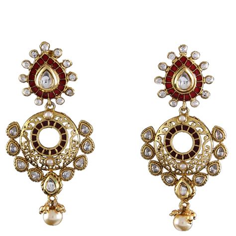 Buy Gemsonclick Modish Chandlier Earrings Gold Plated CZ Studded ...