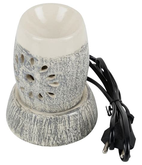 PeepalComm Ceramic Electric Oil Burner (9.5 cm x 9.5 cm x 13 cm, Grey ...