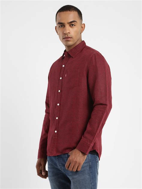 Men's Geometric Print Spread Collar Linen Shirt – Levis India Store