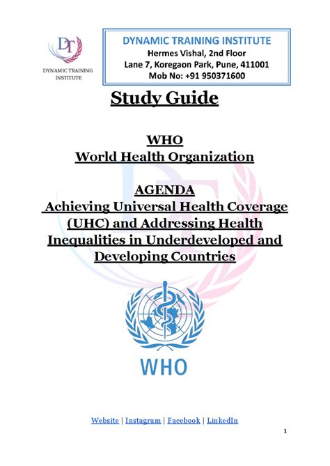 WHO Study Guide: Universal Health Coverage & Health Inequalities 2024 ...