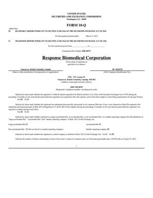 Fillable Online 1st Quarter Report 08-Mar-12 - Response Biomedical Fax ...